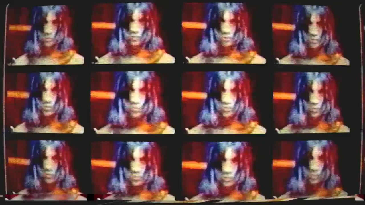 Cover video of Resurgence, a wall of CRT screens looping the same portrait of the man and machine hybrid